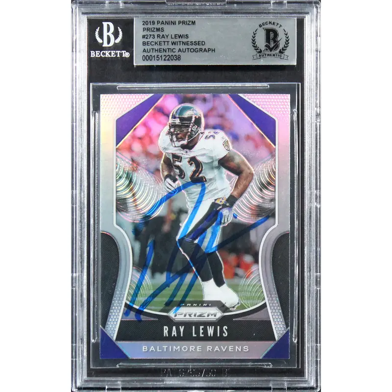 Ravens Ray Lewis Authentic Signed 2019 Panini Prizms #273 Card BAS Slabbed