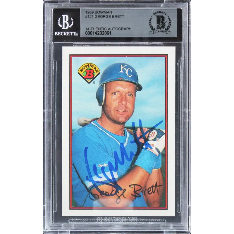 Royals George Brett Authentic Signed 1989 Bowman #121 Card BAS Slabbed