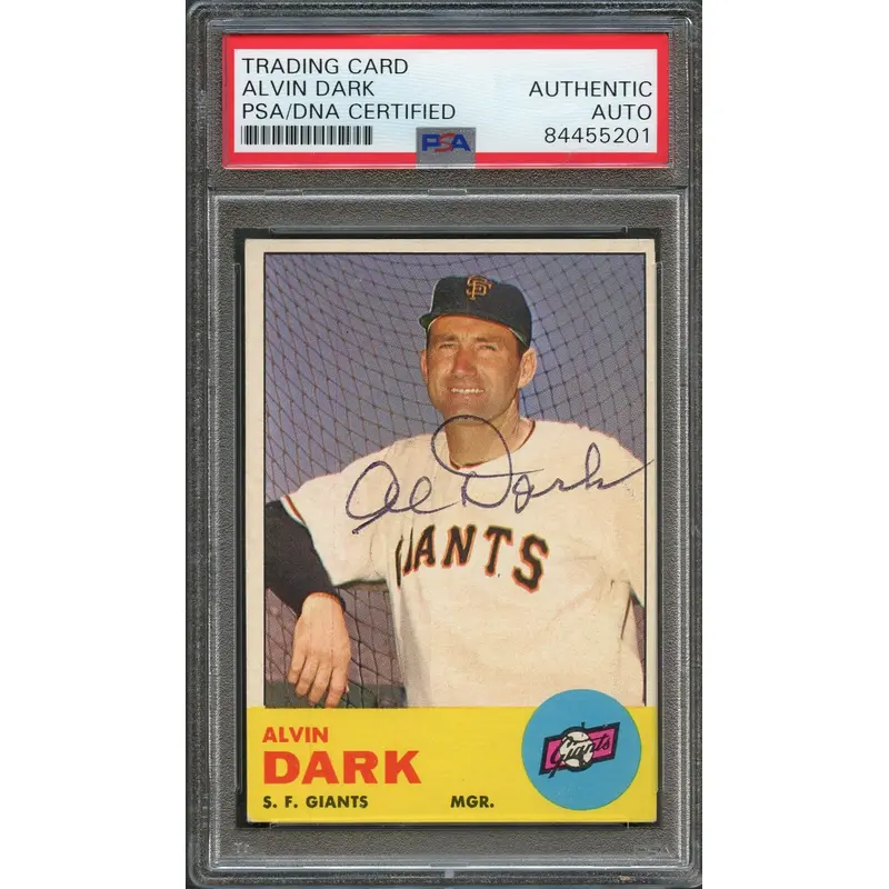 1963 Topps Set Break #258 Alvin Dark Signed Score Card PSA Slabbed Auto Giants