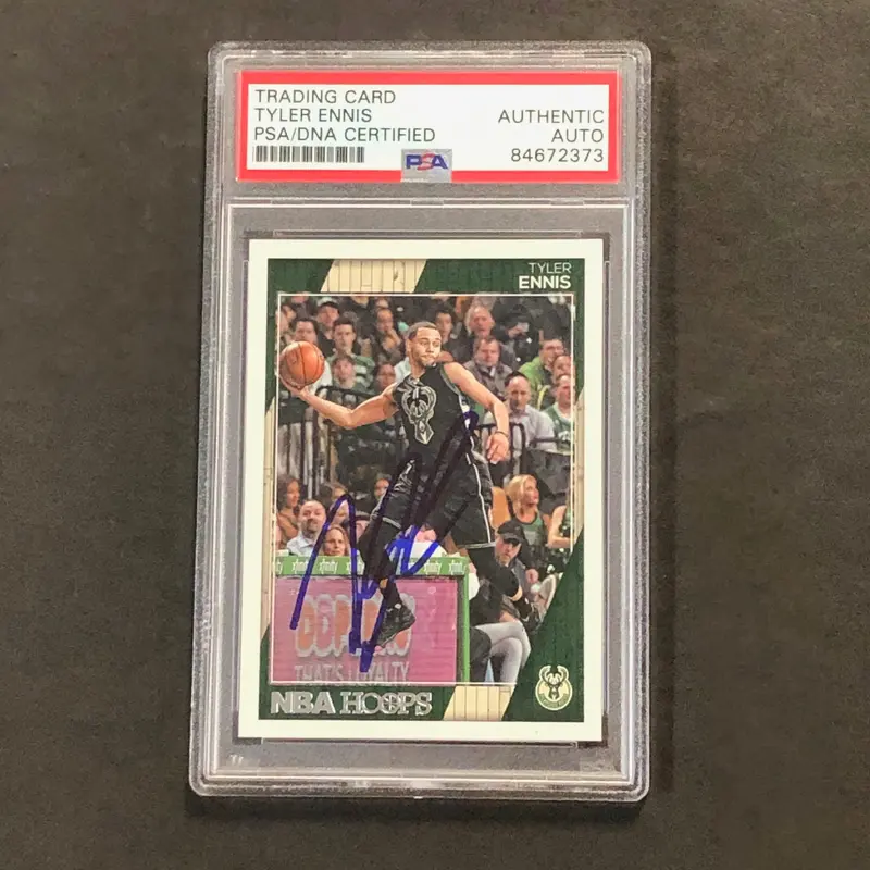 2016-17 NBA Hoops #10 Tyler Ennis Signed Card AUTO PSA Slabbed Bucks