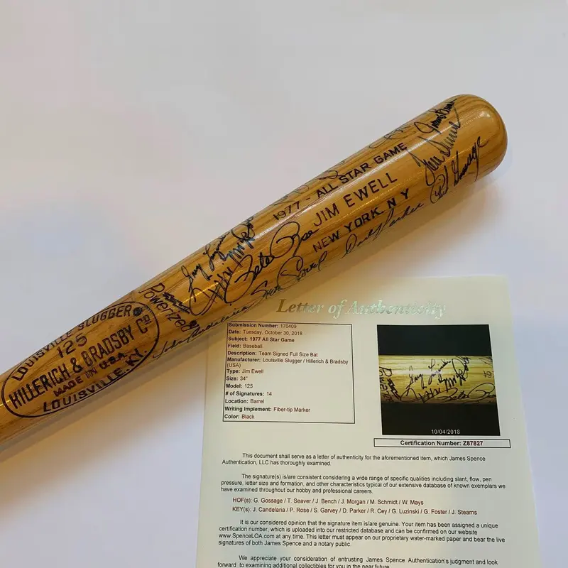 Rare 1977 All Star Game Team Signed Game Issued Bat 14 Sigs Willie Mays JSA COA