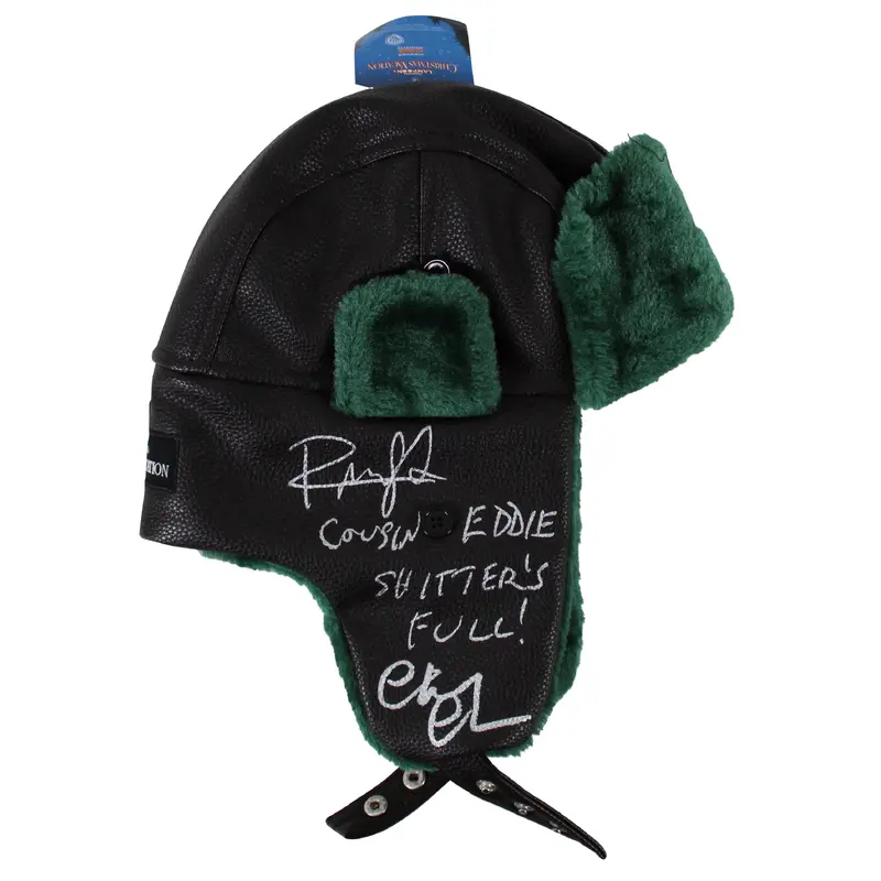 Chevy Chase & Randy Quaid Christmas Vacation "2x Insc" Signed Hat BAS #BK88259