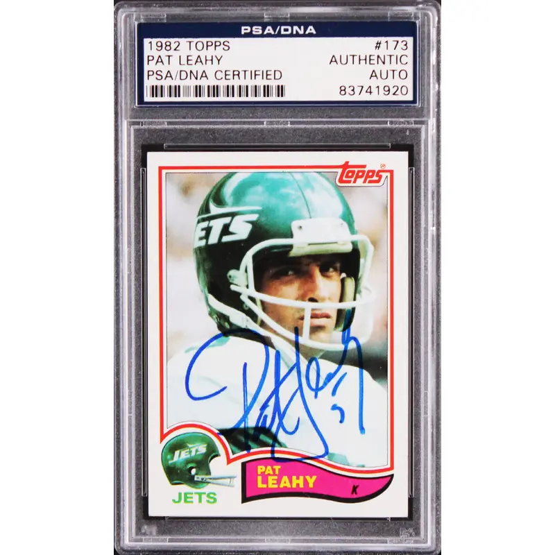 Jets Pat Leahy Authentic Signed 1982 Topps #173 Card PSA/DNA Slabbed