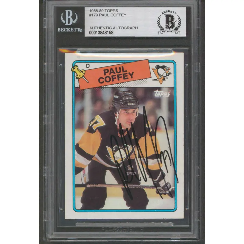 Penguins Paul Coffey Authentic Signed 1988 Topps #179 Card BAS Slabbed