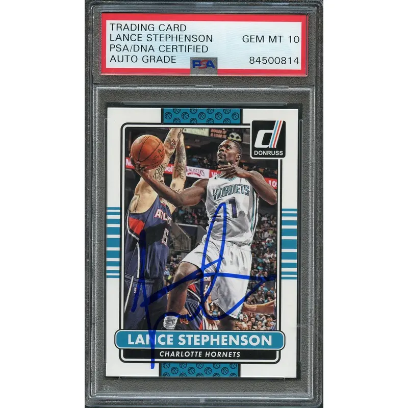 2014-15 Donruss #35 Lance Stephenson Signed Card AUTO 10 PSA Slabbed Hornets