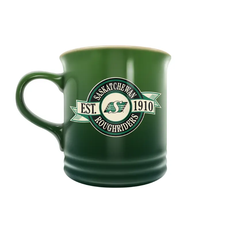 CFL Saskatchewan Roughriders 14 oz Stoneware Mug Banner Design