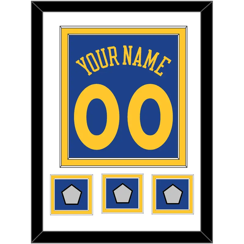 Golden State Name & Number With 3 Champions Patches - Road Blue (2010-2019) - Double Mat 1
