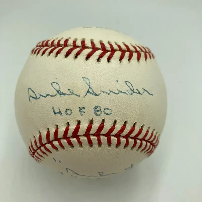 Duke Snider Signed Heavily Inscribed Career STAT Baseball Reggie Jackson COA