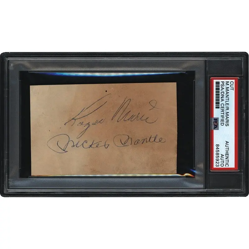 Mickey Mantle & Roger Maris 1961 Dual Signed Autographed Cut PSA DNA COA