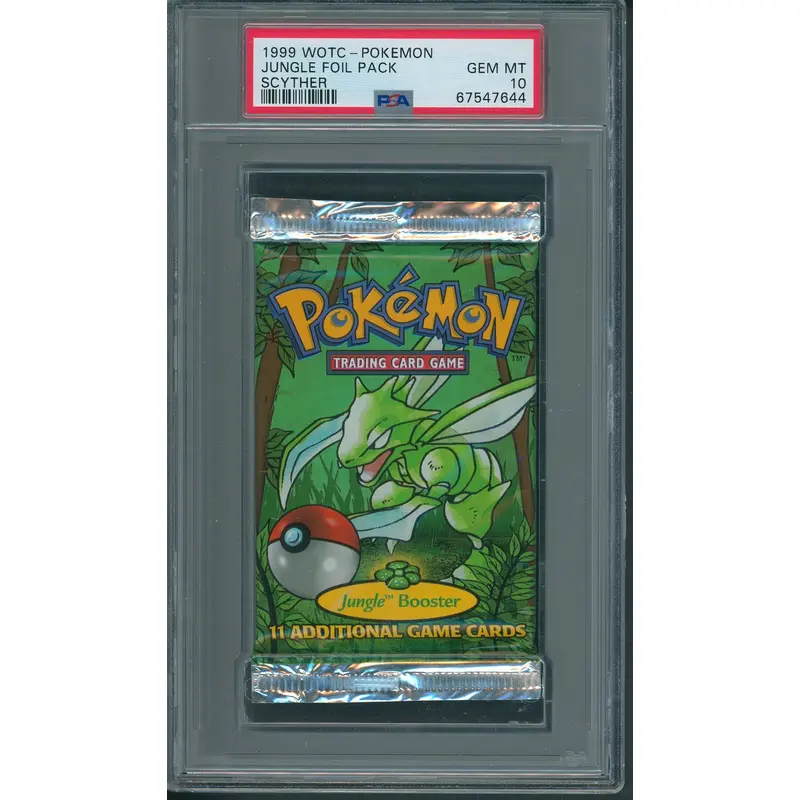 1999 WOTC Pokemon Jungle Unopened Foil Pack Scyther PSA 10 *7644