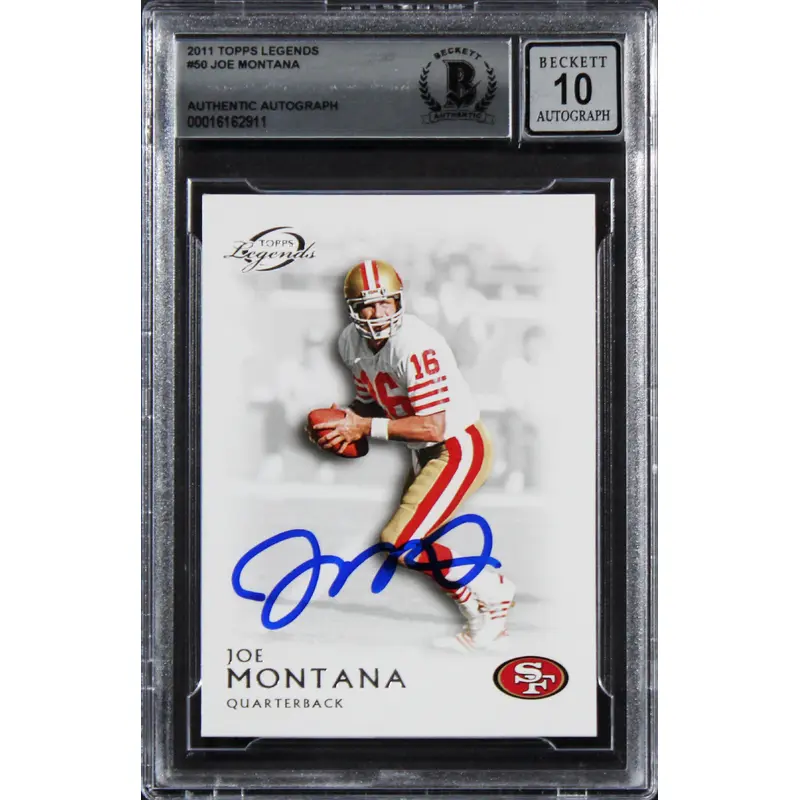 49ers Joe Montana Signed 2011 Topps Legends #50 Card Auto 10! BAS Slabbed