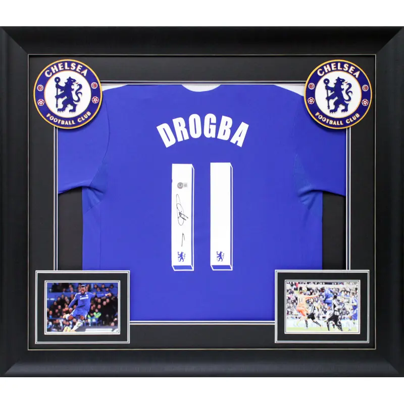 Chelsea FC Dider Drogba Authentic Signed Blue Adidas Framed Jersey BAS