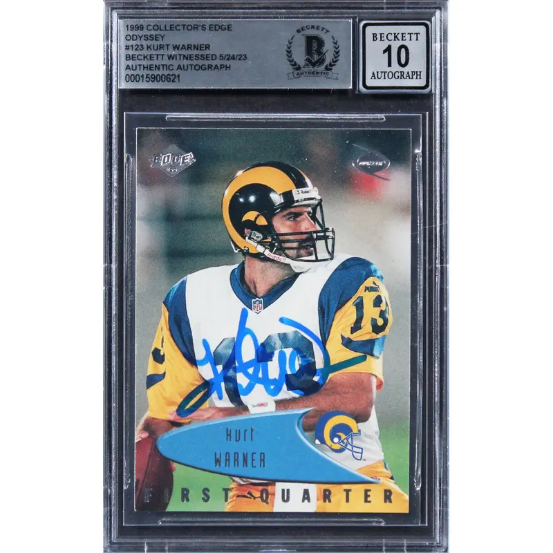Kurt Warner Signed 1999 Collector's Edge Odyssey #123 RC Card Auto 10! BAS Slab