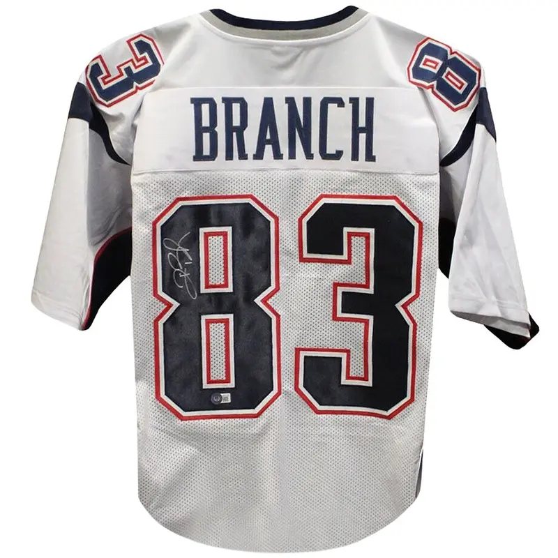 Deion Branch Autographed New England (White #83) Custom Jersey - Beckett