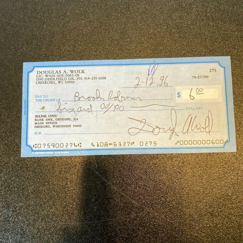 Brooks Robinson Signed Autographed Check Baseball Hall Of Fame