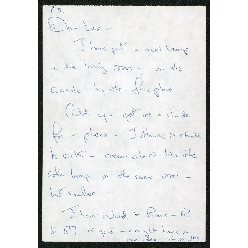 Jacqueline Onasis Kennedy Signed 4.25x6.25 Handwritten Letter BAS #AB14362