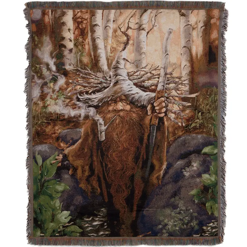 Dwarf With Pipe Throw Blanket