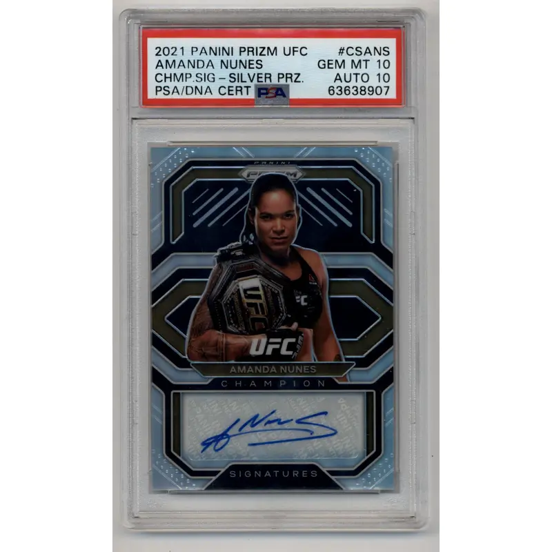 Amanda Nunes 2021 Prizm UFC Champions Auto Silver PSA 10 Gem Mint Auto 10
