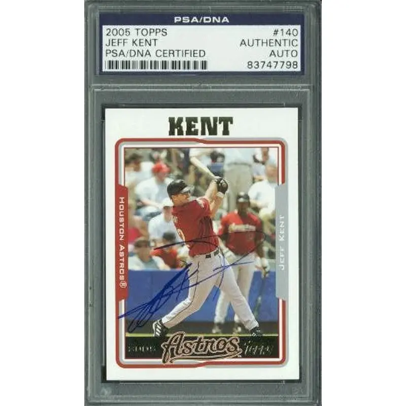 Astros Jeff Kent Authentic Signed Card 2005 Topps #140 PSA/DNA Slabbed