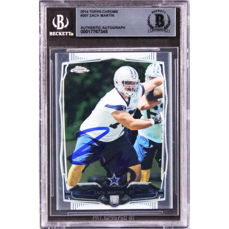 Cowboys Zack Martin Signed 2014 Topps Chrome #207 Rookie Card BAS Slabbed