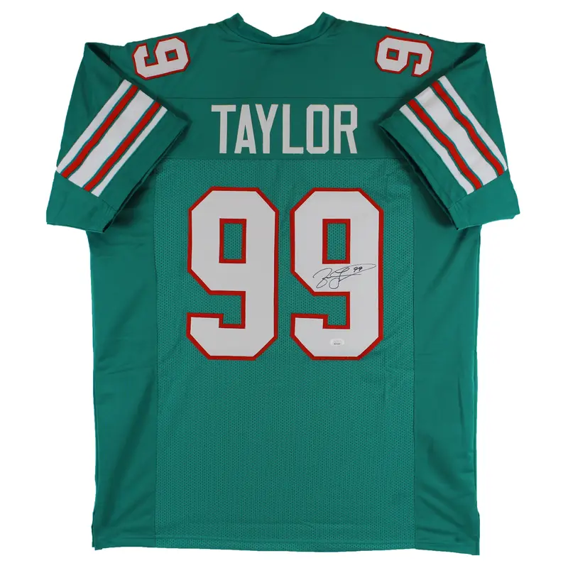 Jason Taylor Authentic Signed Teal Pro Style Jersey Autographed JSA Witness