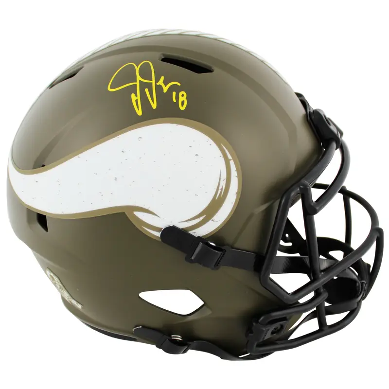 Vikings Justin Jefferson Signed Salute To Service F/S Speed Rep Helmet BAS Wit 2