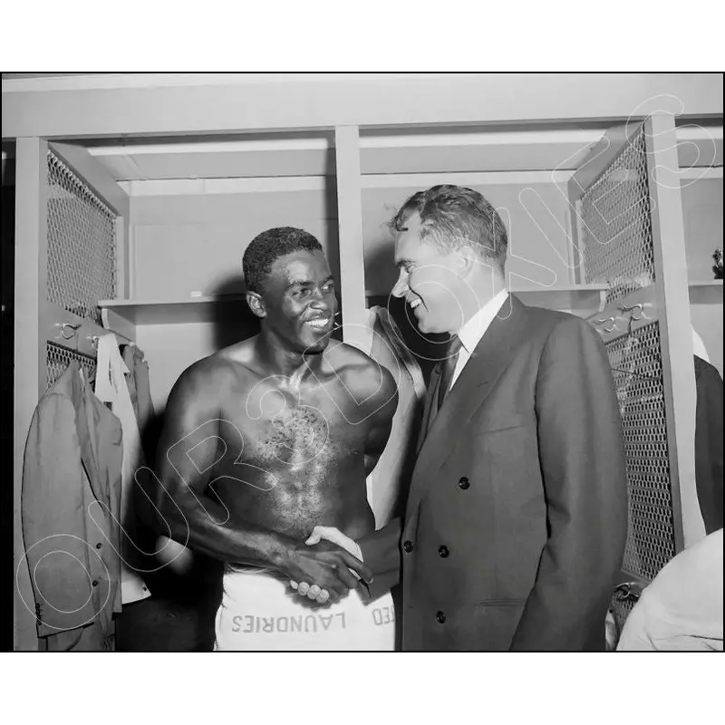 Jackie Robinson Richard Nixon 8X10 Photo - Brooklyn Dodgers President - 11976
