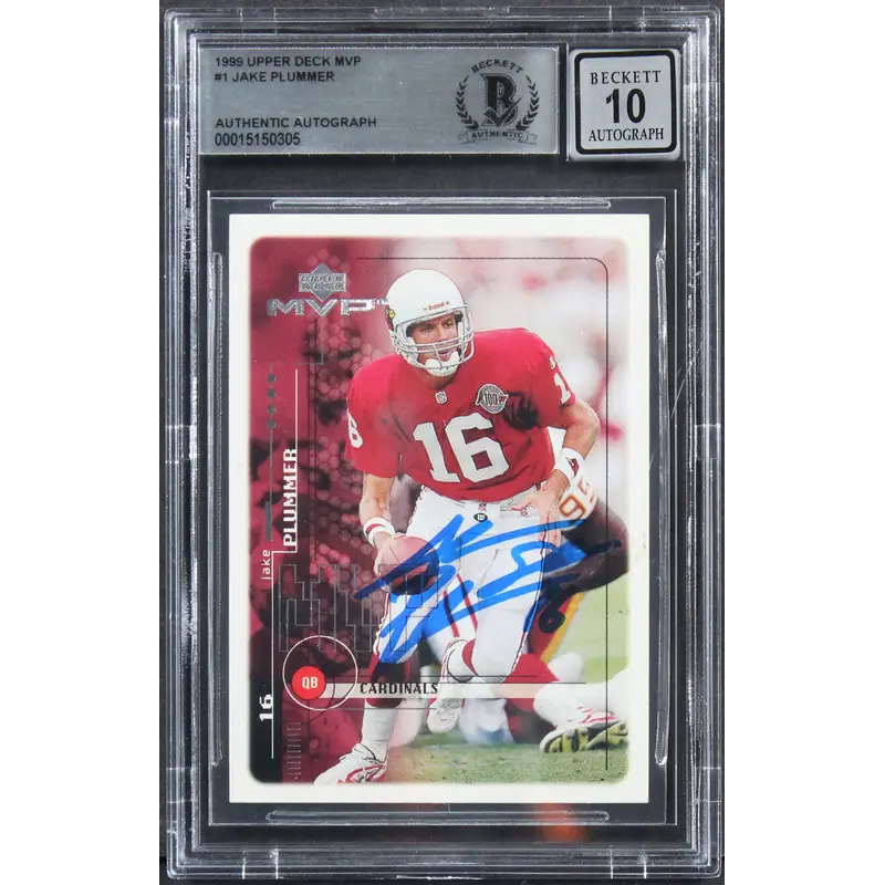 Cardinals Jake Plummer Signed 1999 Upper Deck MVP #1 Card Auto 10! BAS Slabbed