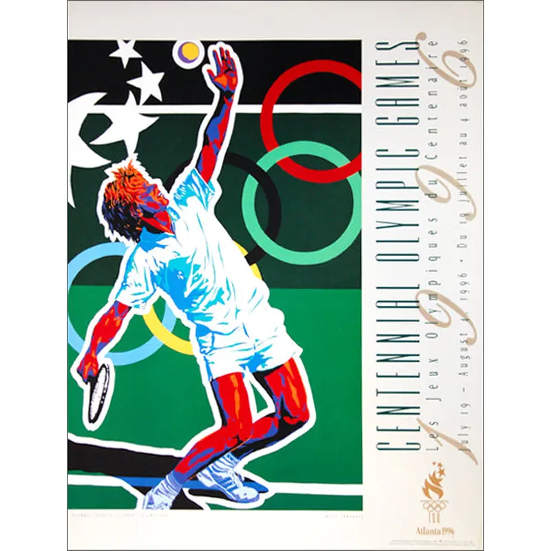 Atlanta 1996 Olympics Tennis Official Event Poster by Hiro Yamagata - Fine Art Ltd.