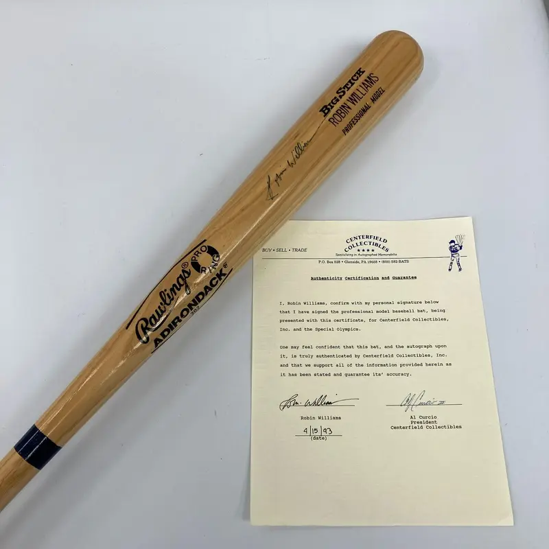 Robin Williams Signed Special Edition Rawlings Baseball Bat With Signed Letter