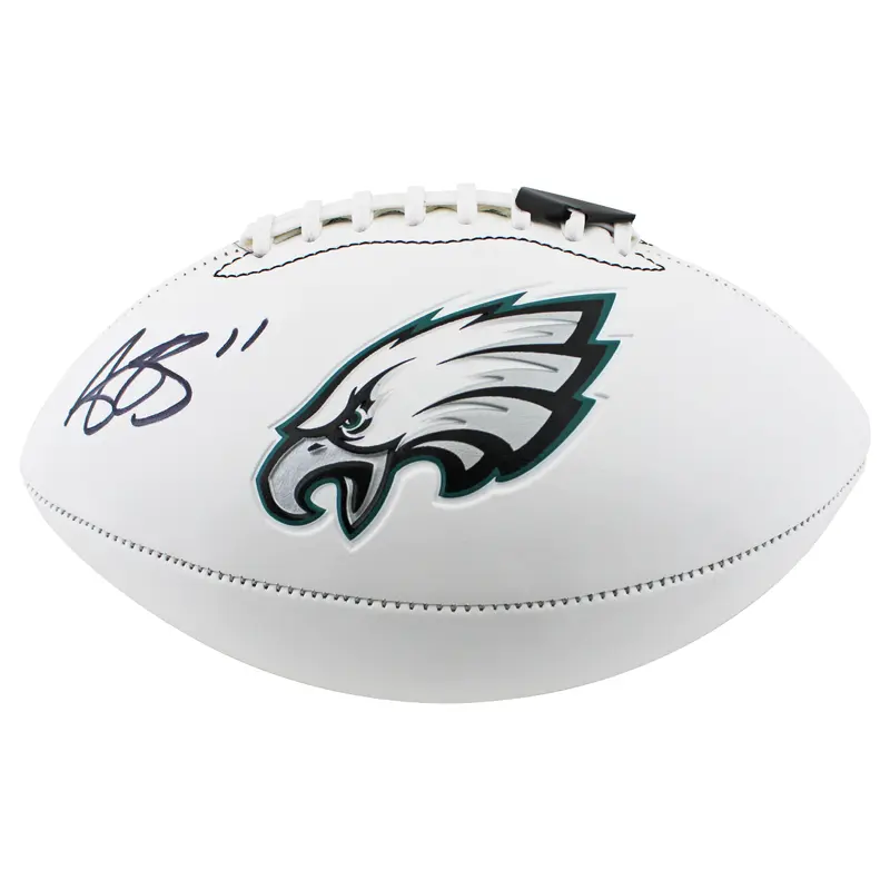 Eagles A.J. Brown Signed Franklin White Panel Logo Football BAS Witnessed