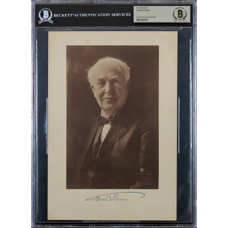 Thomas Edison Authentic Signed 6.75x10 Cabinet Photo Dated May 4, 1878 BAS Slab