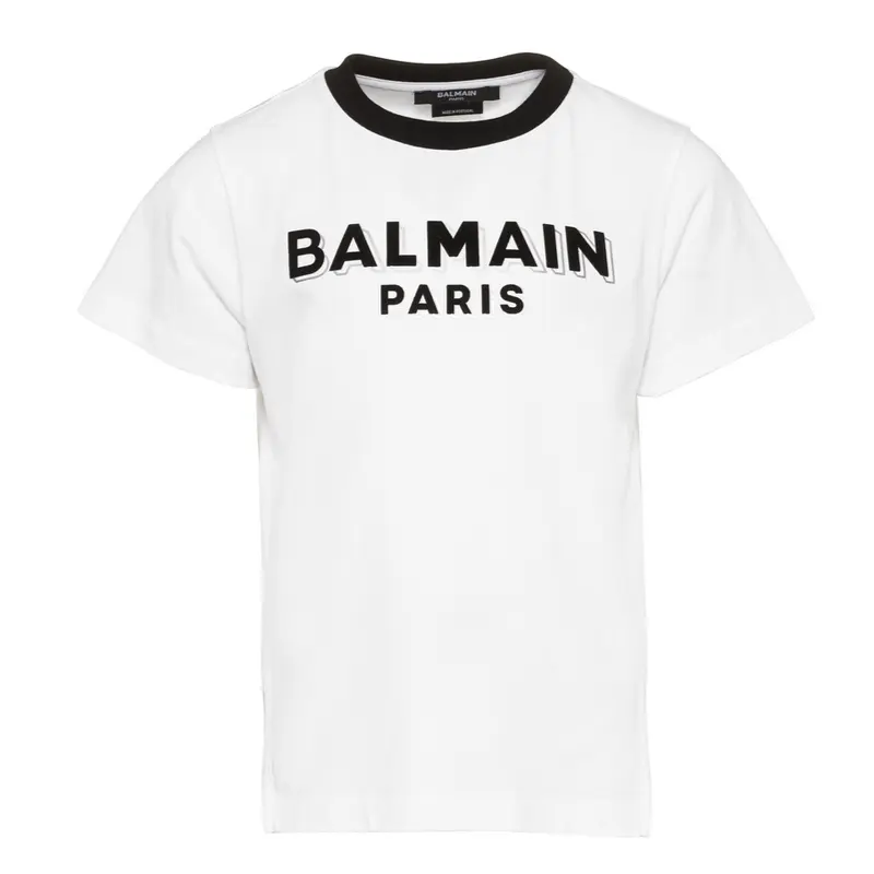 BALMAIN T SHIRT WOMEN SS LOGO TEE W/SLITS BT8A41 100
