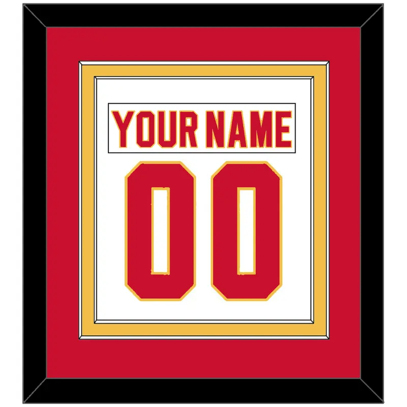 Calgary Nameplate & Number (Back) Combined - Home White (1980-1994) - Double Mat 2