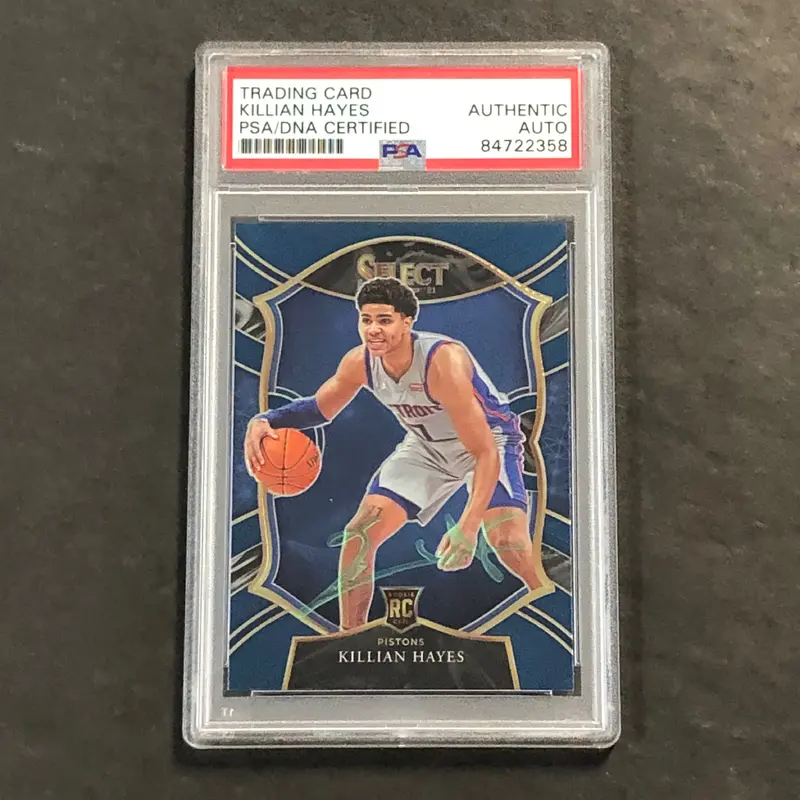2020-21 Panini Select #67 Killian Hayes Signed Card AUTO PSA Slabbed RC Pistons