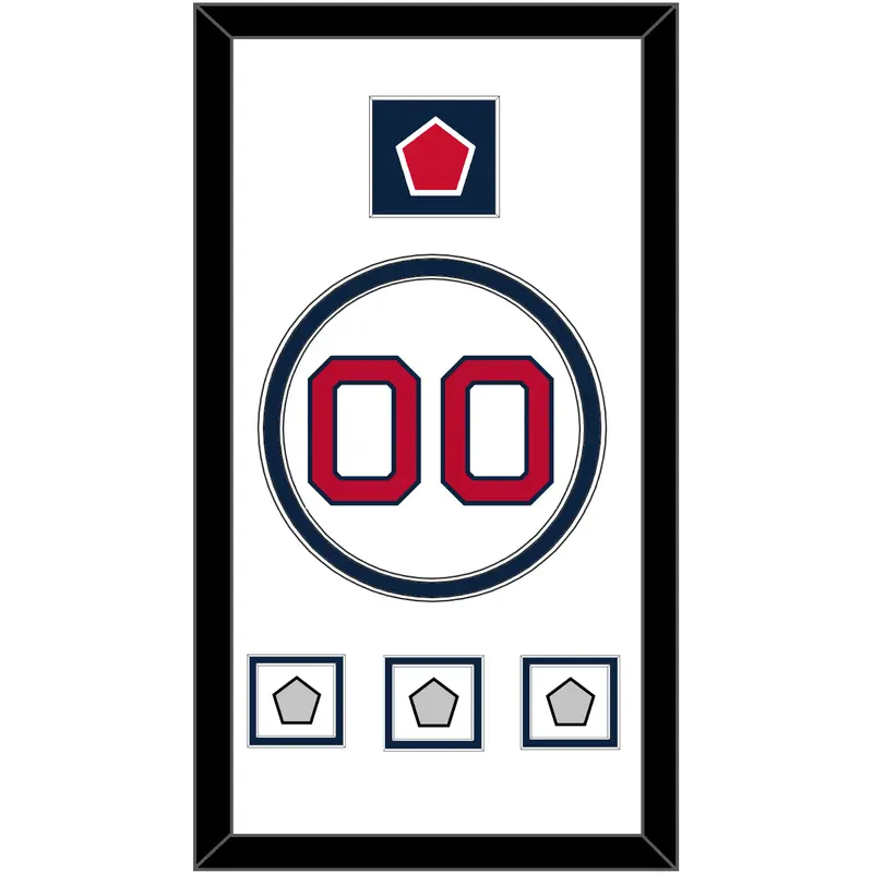 Boston Number, B Logo Hat Patch & 3 World Series Jersey Patches - Home White - Double Mat 1