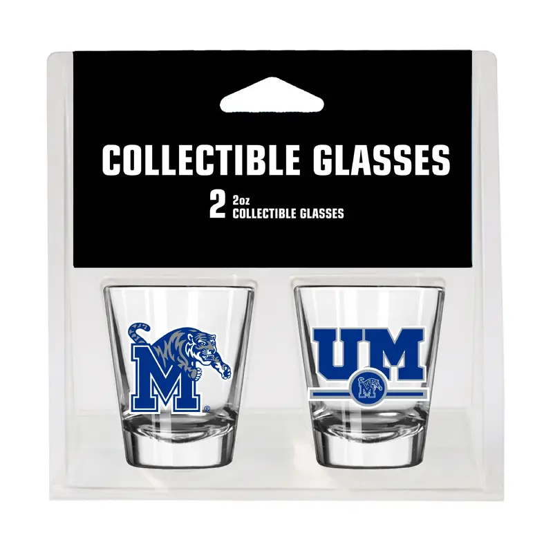 Memphis Campus Colors 2oz Letterman Shot Glass 2 Pack