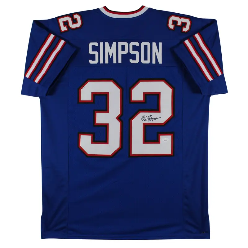 O.J. Simpson Authentic Signed Blue Pro Style Jersey Autographed JSA Witness
