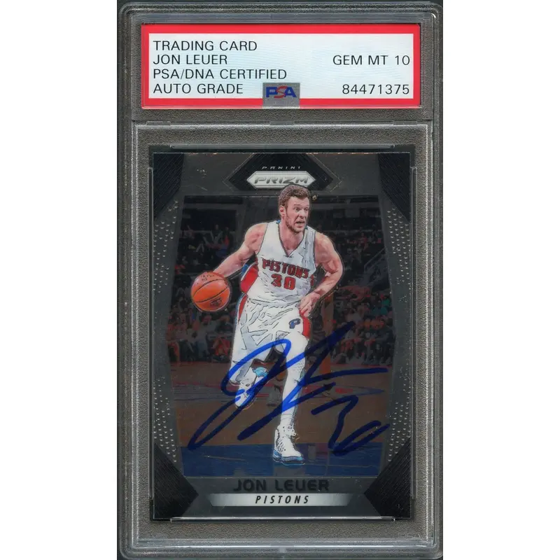 2017-18 Panini Prizm #178 Jon Leuer Signed Card AUTO 10 PSA Slabbed Pistons