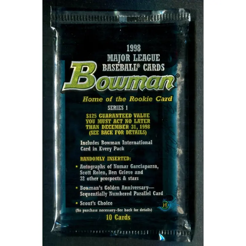 1998 Bowman Baseball Unopened Series 1 Pack (Hobby) (10)