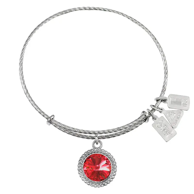 July Birthstone Sterling Silver Charm Bangle