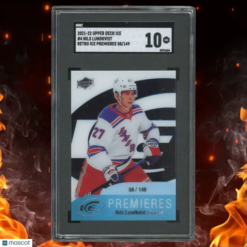 2021-22 Upper Deck Ice Nils Lundkvist Premieres Retro Rookie 58/149 SGC 10 #4