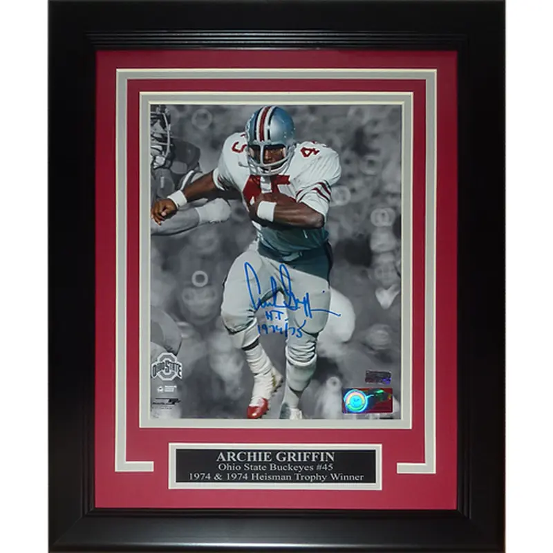 Archie Griffin Autographed Ohio State Buckeyes (Action) Deluxe Framed 8x10 Photo - JSA