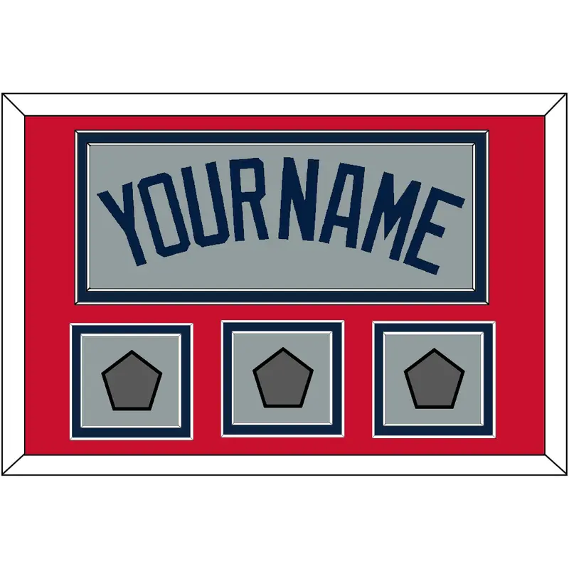 Boston Name & Three World Series Jersey Patches - Road Gray (2009-2013) - Double Mat 2