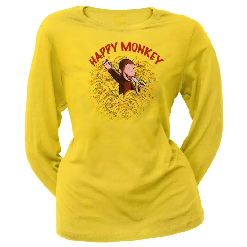 Curious George - Happy Monkey Juniors Long Sleeve T-Shirt