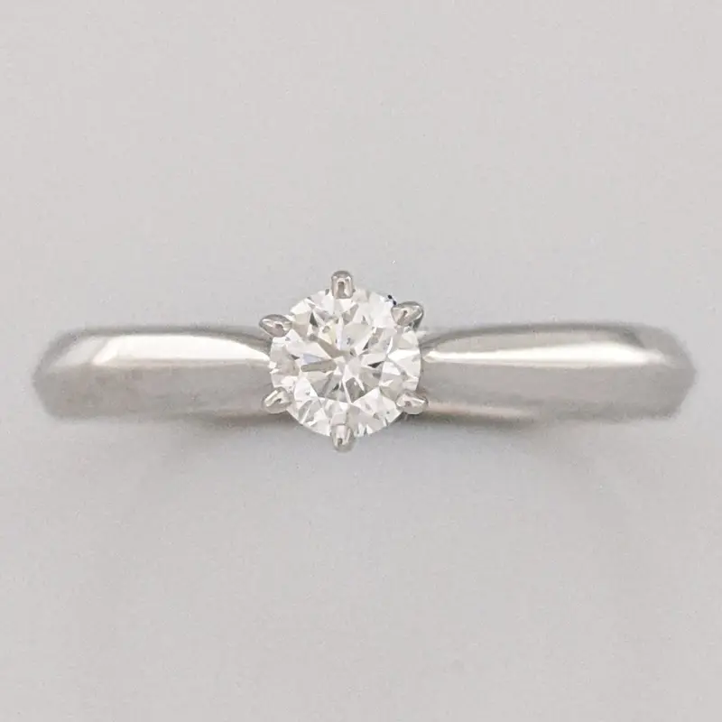14K WHITE .30 CARAT TOTAL SI2 G DIAMOND ROUND (1) 6-PRONG ESTATE RING 3.6 GRAMS