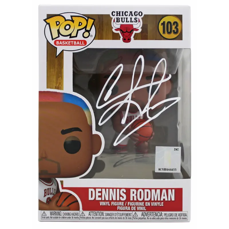 Bulls Dennis Rodman Authentic Signed #103 Funko Pop Vinyl Figure BAS Witnessed