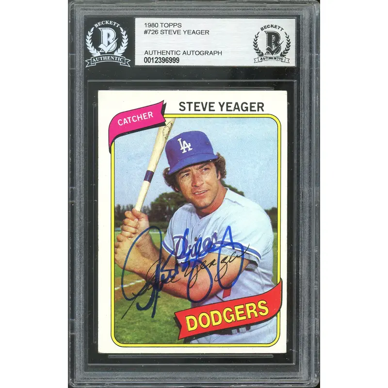 Dodgers Steve Yeager Authentic Signed 1980 Topps #726 Card BAS Slabbed