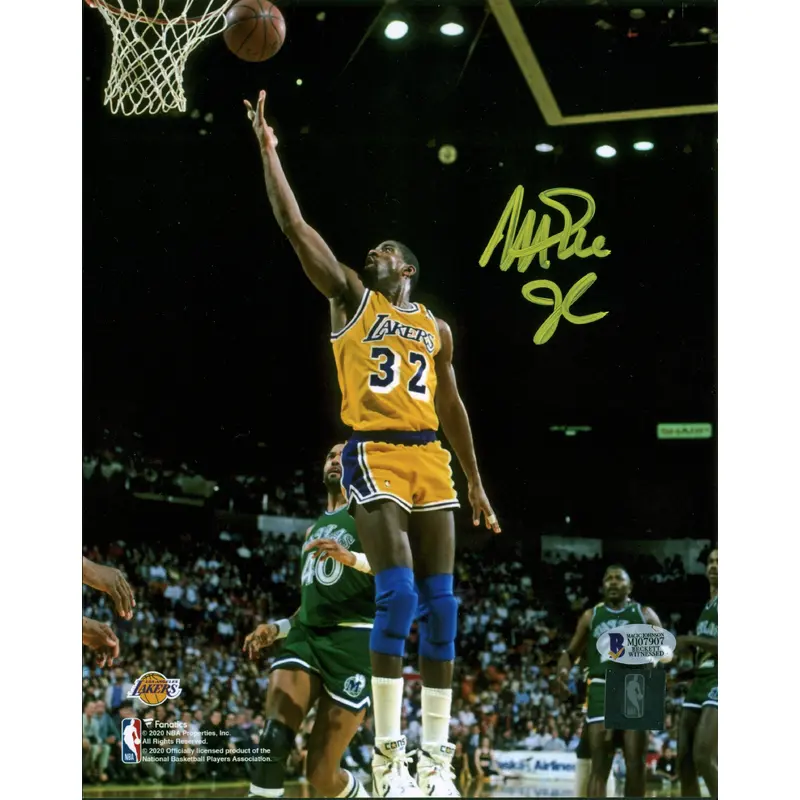 Lakers Magic Johnson Authentic Signed 8x10 Photo Vs Mavericks BAS Witnessed