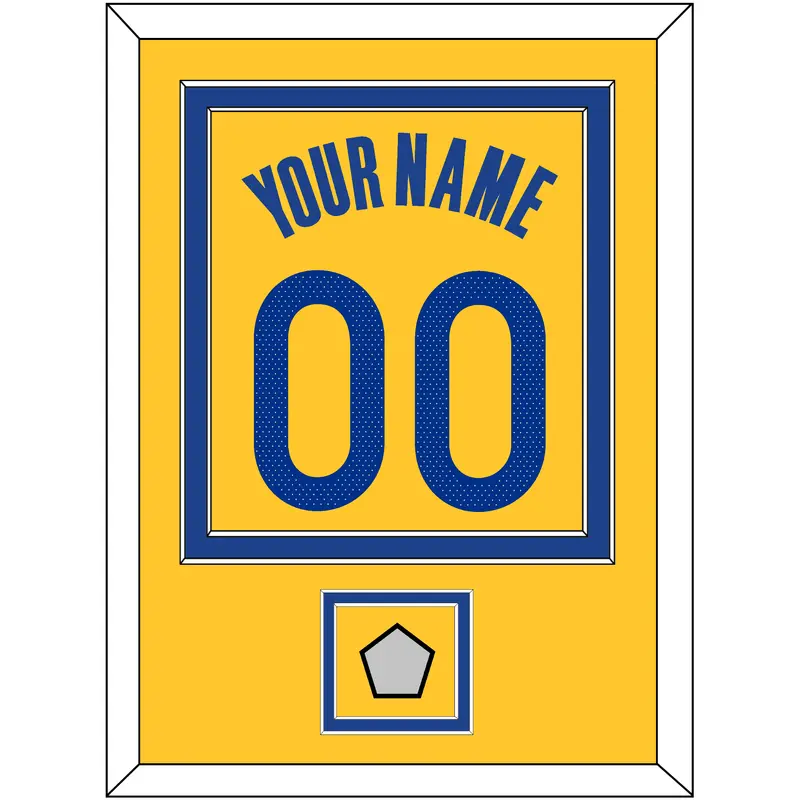 Golden State Name & Number With Finals Patch - Yellow Statement (2019-2022) - Double Mat 2